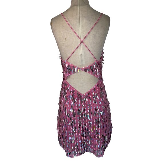 Retrofete Annistyn Dress in Fondant Pink Large New Womens Mini Embellished - Picture 9 of 15